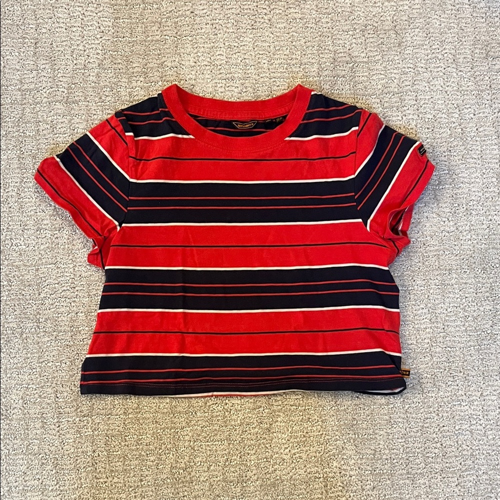 Superdry Kids Red and Navy Striped Tee